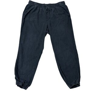 Wonderly Womens XL Black Jogger/Harem Pants Elastic Waist Drawstring Linen Blend